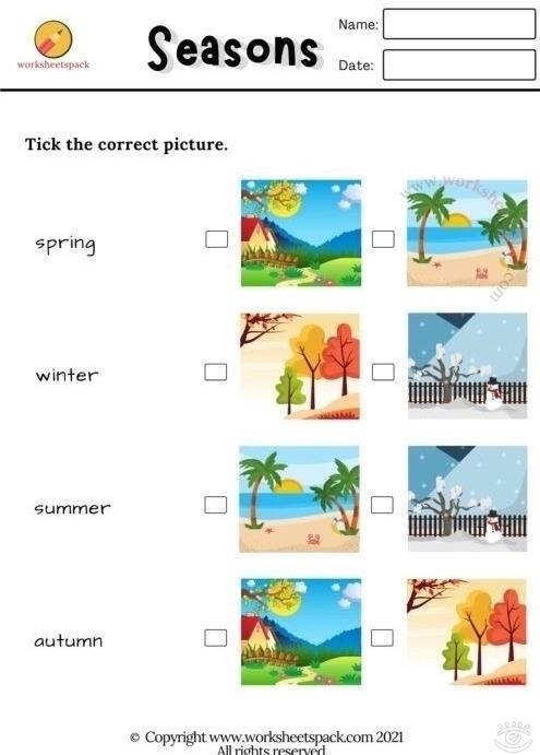 Seasons worksheets - 7