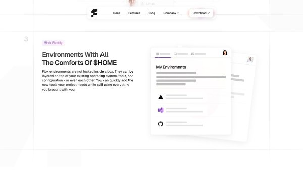 Flox — сайт сервиса для создания виртуальных сред разработки.Эстетичный сайт с приятной гаммой, ... - 6