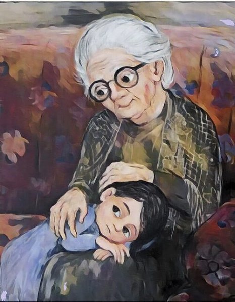 Заглянули звёзды в дом украдкой, И луна с улыбкою глядела: Бабушка сидела у кроватки, Внучке она ...