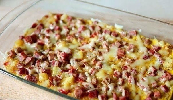 Фриттата по-испански. Ингредиенты:Картофель - 3шт.Репчатый лук - 1шт.Болгарский перец красный - ...