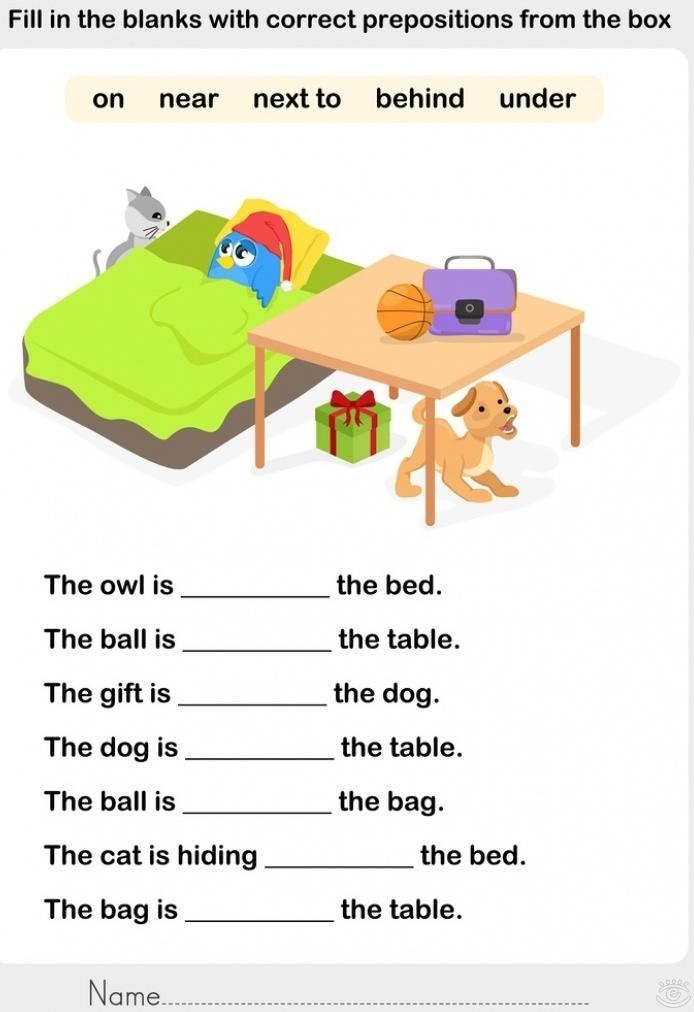 Prepositions of place / �������� �����.������, ��� ���� �������� ���������� �� �������� �����.on - ... - 2