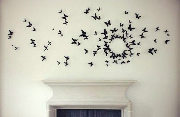 Красивые идеи для оформления стен бабочками из бумаги. - 5