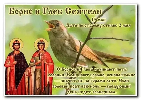 15 мая - Борис и Глеб Сеятели. —————————————— Дата по старому стилю: 2 мая. В этот день отмечают ...