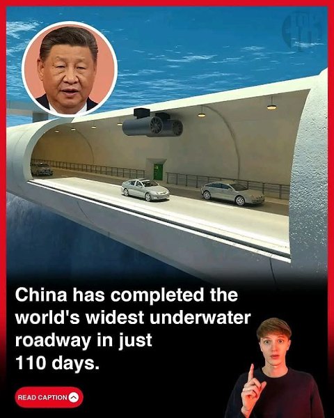 :) Китай только что завершил строительство самой широкой в мире подводной дороги всего за 110 дней! ...