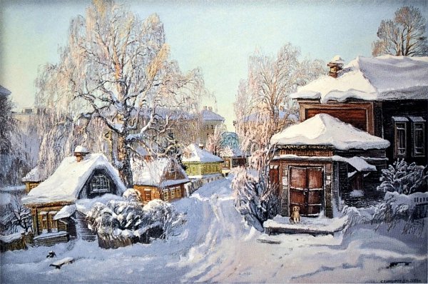 Косой переулок в старой Вятке. Ныне – Копанский.Картина художника Дмитрия Сенникова
