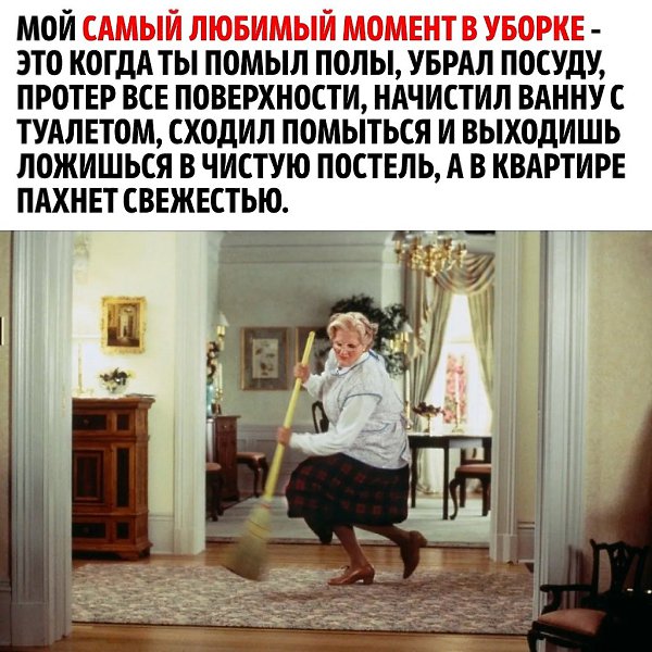 Мой самый любимый момент в уборке, это когда я её не делаю!