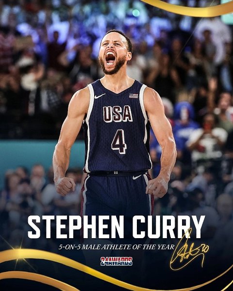 Стефен Карри удостоен звания «2024 USA Basketball 5-on-5 Male Athlete of the Year»!