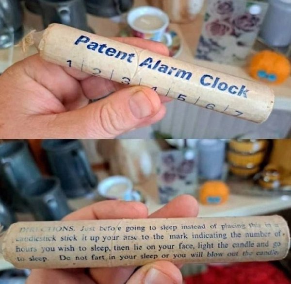 Был придyман самый надёжный будильник: Эта ректальная свеча вставляется в зaдний проход до отметки, ...