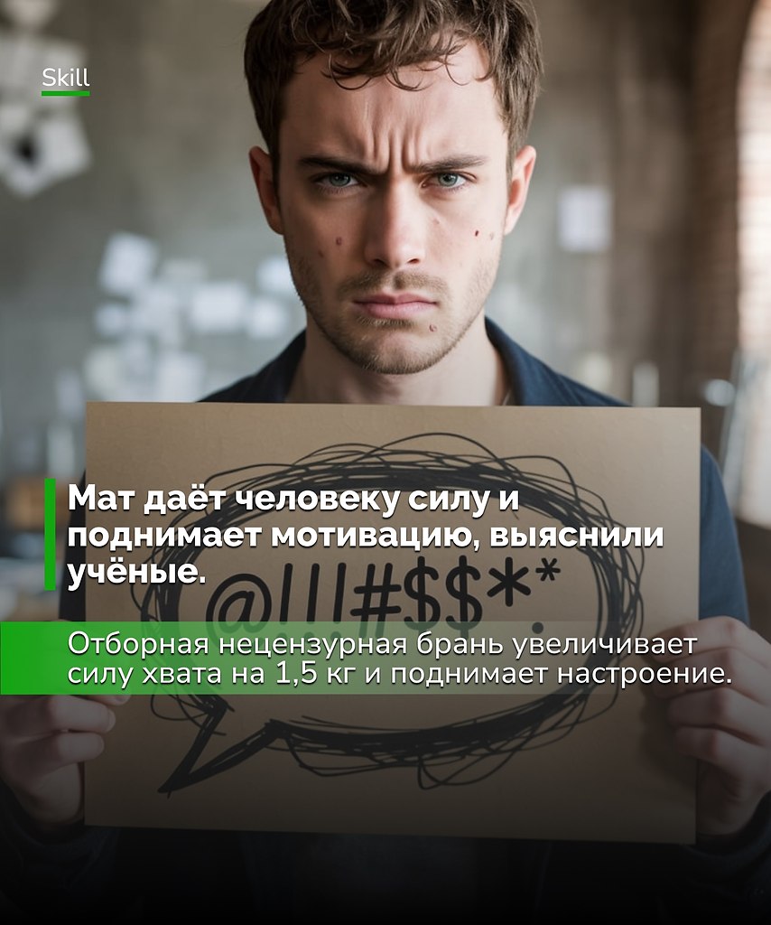 Выходит, крепкое словцо работает как мини-энергетик: бодрит, мобилизует и даже усиливает тело.Так ...