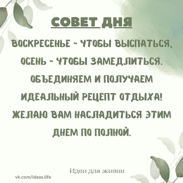 Воскресенье — чтобы выспаться, осень — чтобы замедлиться. А вместе они создают идеальный рецепт для ...