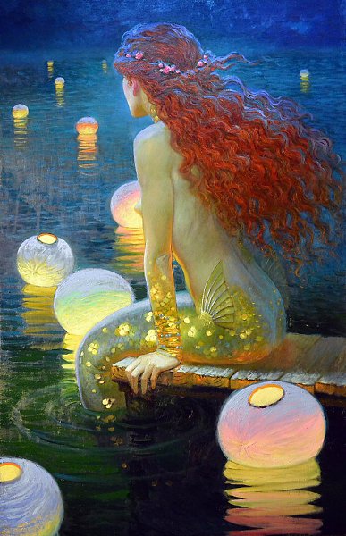 Русалка...Художник Виктор Низовцев (Victor Nizovtsev).Лесное чудо. РусалкаЗасмотрелась я в заводь ... - 7