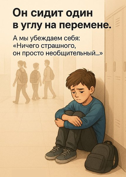 Он сидит один в углу на перемене. А мы убеждаем себя: «Ничего страшного, он просто ...