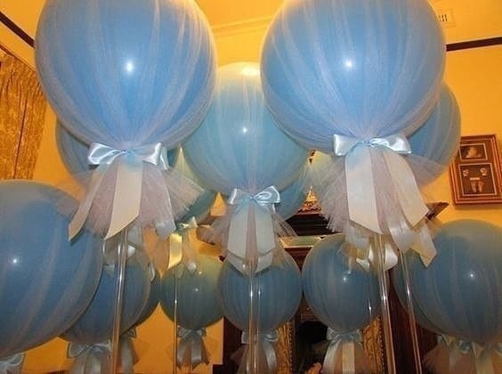 Декорирование воздушных шаров сеткой или органзой. - 2