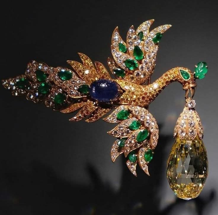 :) Брошь «Walska Briolette Diamond», созданная Van Cleef & Arpels. Брошь в виде птицы сделана из ...
