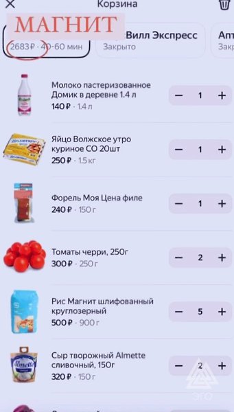 Девушка выбрала одинаковые продукты в