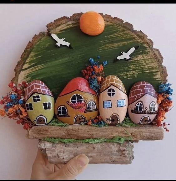 Сказочные панно из морских или речных камней. Идеи для вдохновения и повторения. - 7