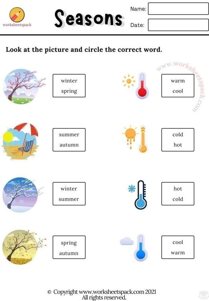 Seasons worksheets - 8