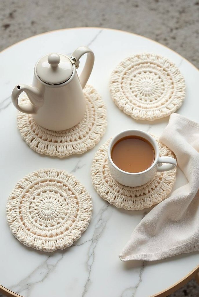 Вязаные подставки под чашки — это уютный акцент, который придаёт повседневному чаепитию особое ... - 5