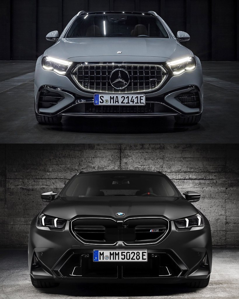 1- Mercedes-Benz E53 AMG Hybrid Estate.2- BMW M5 Touring