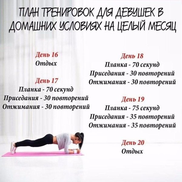План тренировок для девушек в домашних условиях на целый месяц! - 4