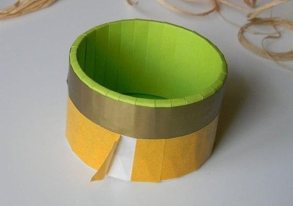 Шкатулка, корзинка из бобины от скотча - 5