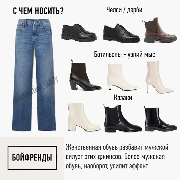 Составила наглядную шпаргалка по сочетанию основных видов джинсов с разной обувью. Многое зависит от ... - 7