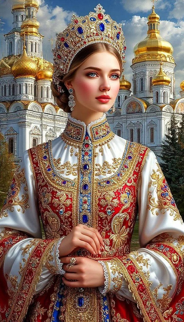 :) Ах ты, девица душа,-всем народам нравишься. До чего ты хороша, русская красавица! Синим светятся ...
