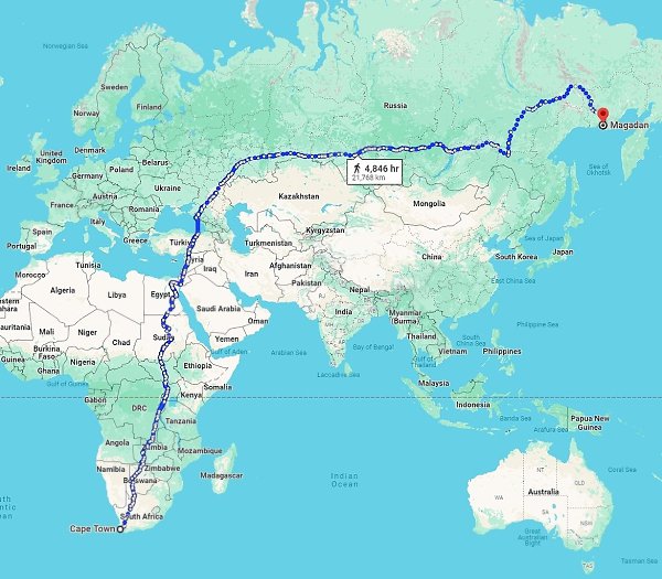 Самая длинная дорога в мире, которую можно пройти пешком, простирается примерно на 22 000 километров ...