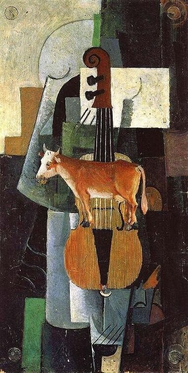 Казимир Малевич, "Корова и скрипка" (1913-1914). В начале 1914 года, накануне Первой ...